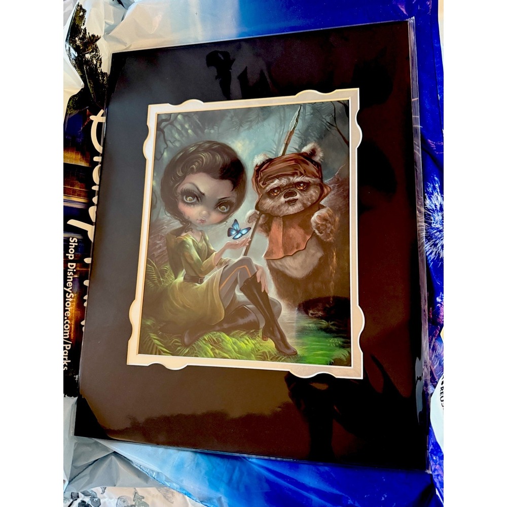 2024 Disney Parks Jasmine Becket-Griffith Star Wars‎ Leia & Wicket Print 14x18" - Picture 2 of 3